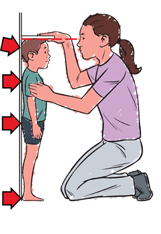 drawing of parent measuring their child with proper technique
